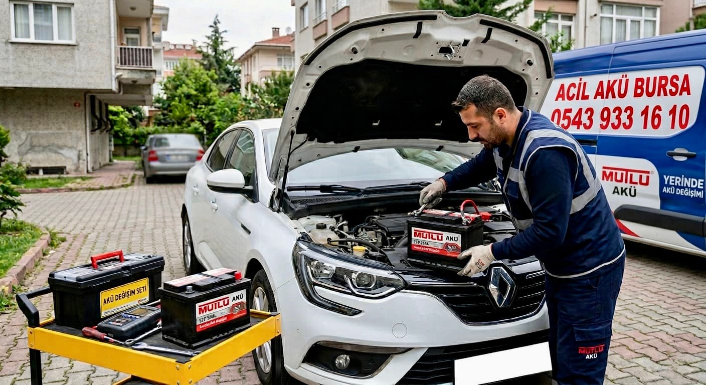 Bursa'da yerinde akü değişimi — aracınızın bulunduğu noktada ücretsiz montaj, Acil Akü Bursa